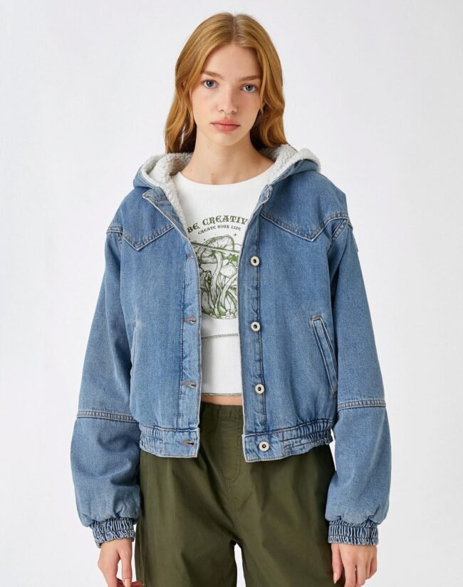 Denim Jacket Hooded Sherpa - Image 3